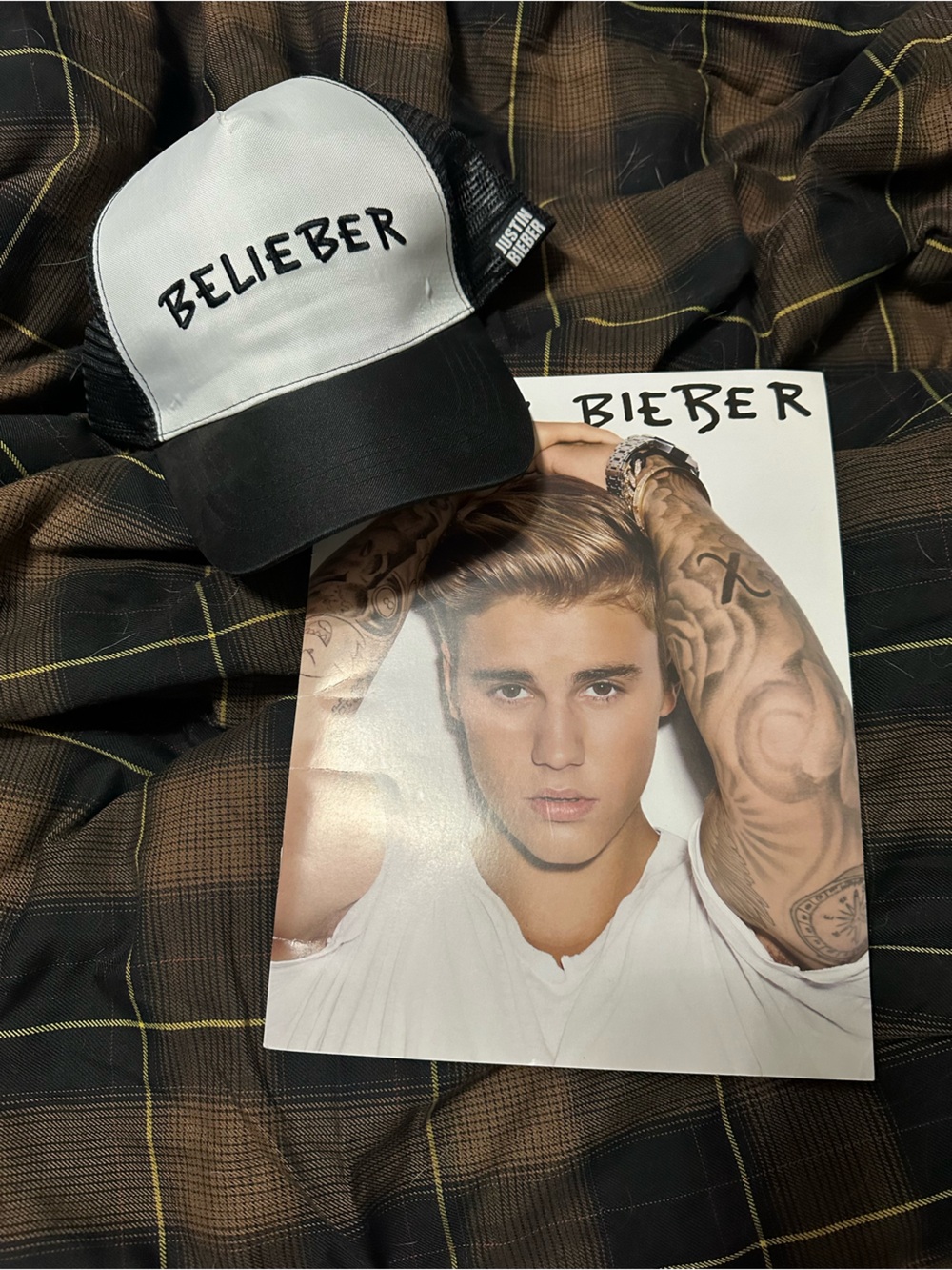 Justin Bieber Black & White Mesh Trucker Cap - Belieber Logo